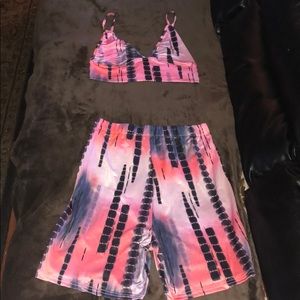 Size small crop top and high waist shorts